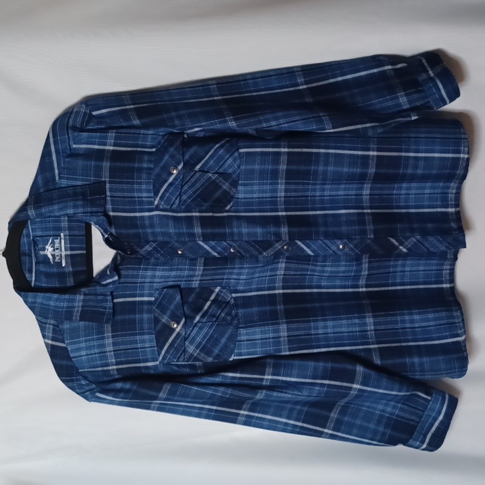 PACIFIC TRAIL Men's Blue and White Plaid Button Down Shirt. Size XXL